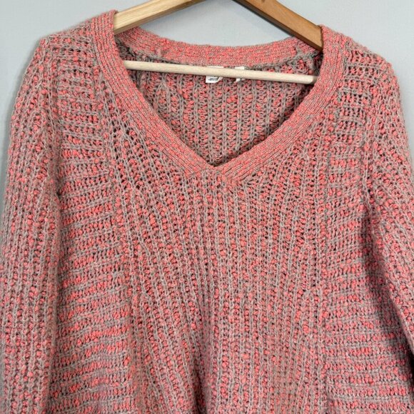 Anthropologie Moth Wool Alpaca Knit V-Neck Sweater Pullover Women's Medium Pink - Picture 6 of 15